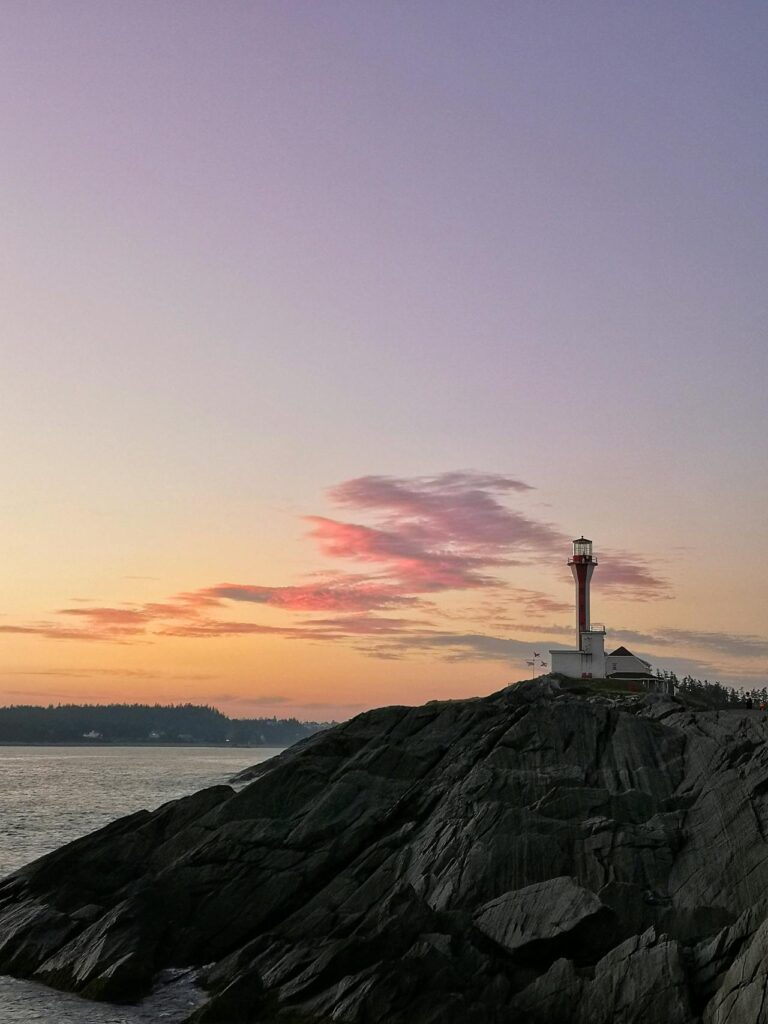 A lighthouse on the edge of a cliff in Atlantic Canada